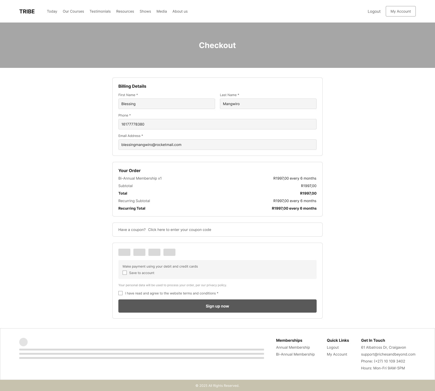 Low-fidelity wireframe of the checkout page, showing billing details and order summary.